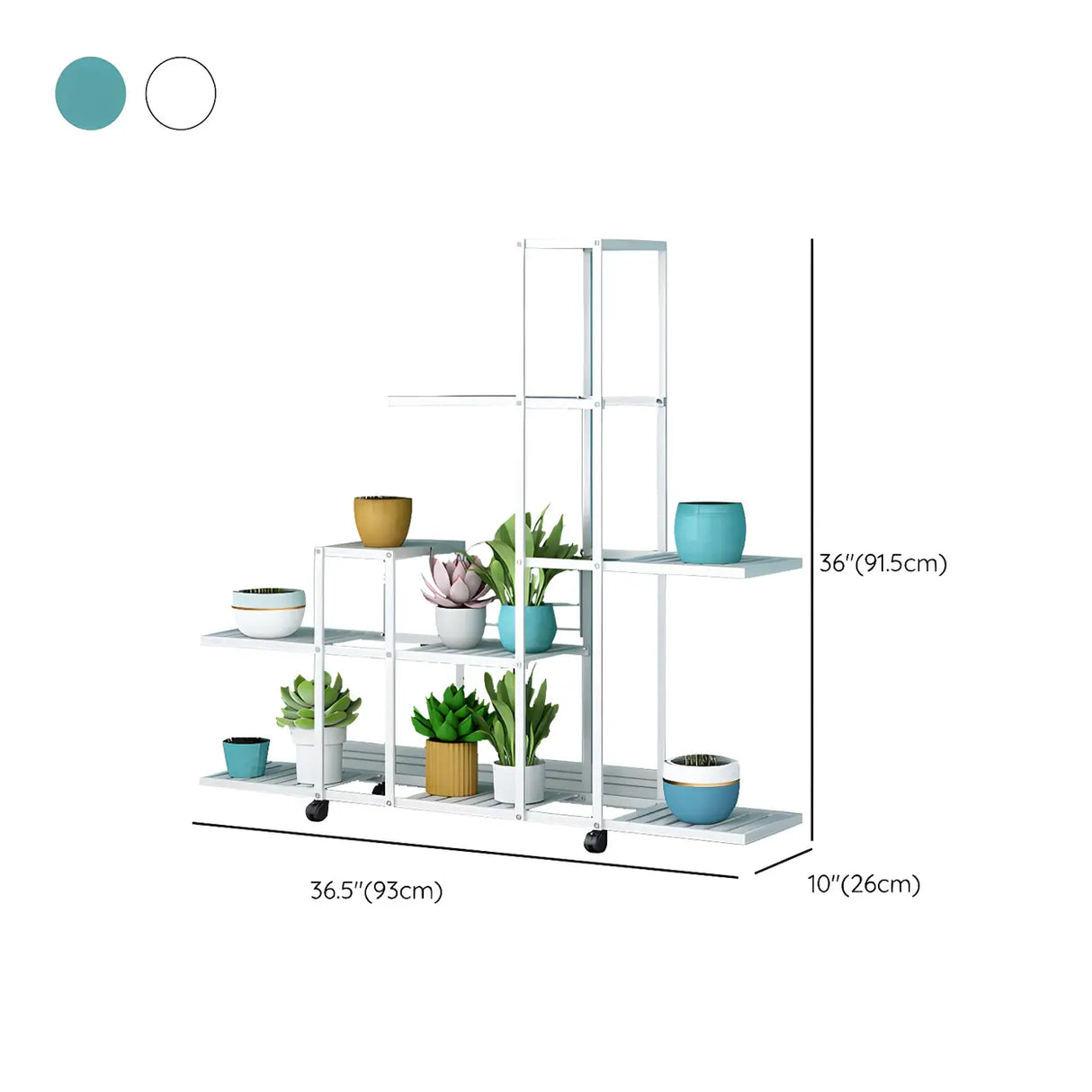 Simple Rectangular Metal Black Plant Stand with Wheels Image - 19