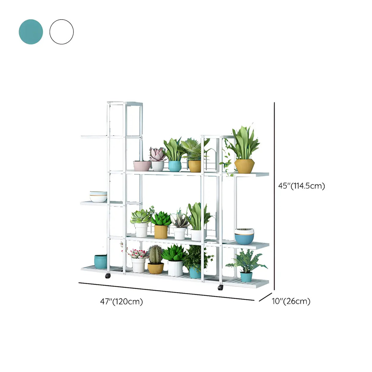 Simple Rectangular Metal Black Plant Stand with Wheels Image - 20