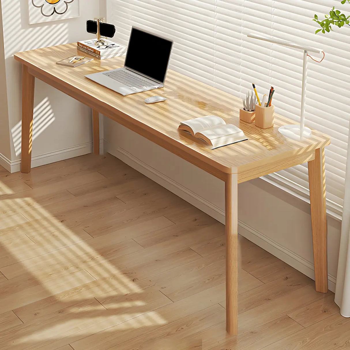 Simple Rectangular Wooden Long Double Writing Desk Image - 20