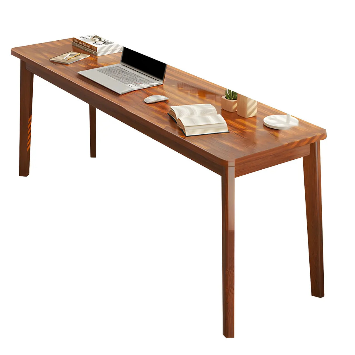 Simple Rectangular Wooden Long Double Writing Desk Image - 9