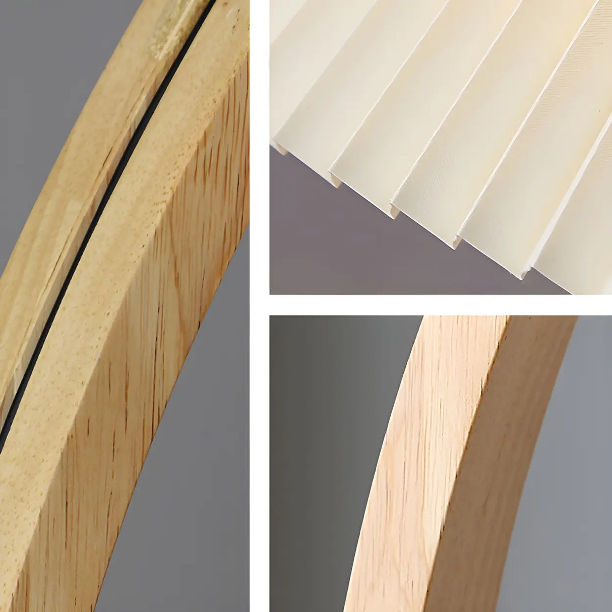 Simple Red Pleated Shade Curved Wooden Floor Lamp Image - 5