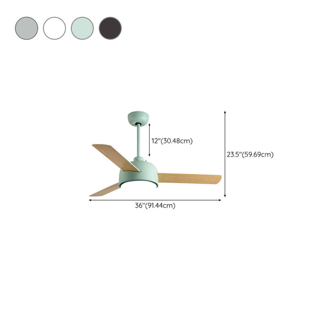 Simple Remote Dimmable 3 Blades Wood Ceiling Fan Light