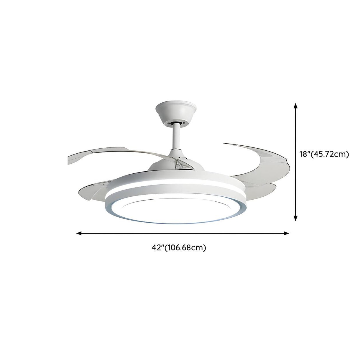 Simple Remote White Retractable Ceiling Fan with Light