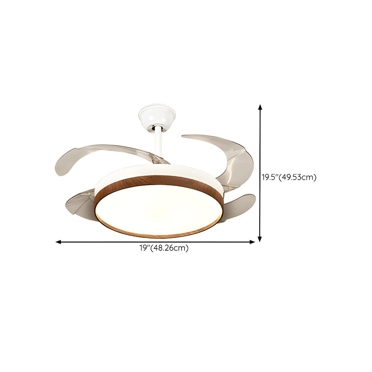 Simple Retractable LED Round Ceiling Fan with Light