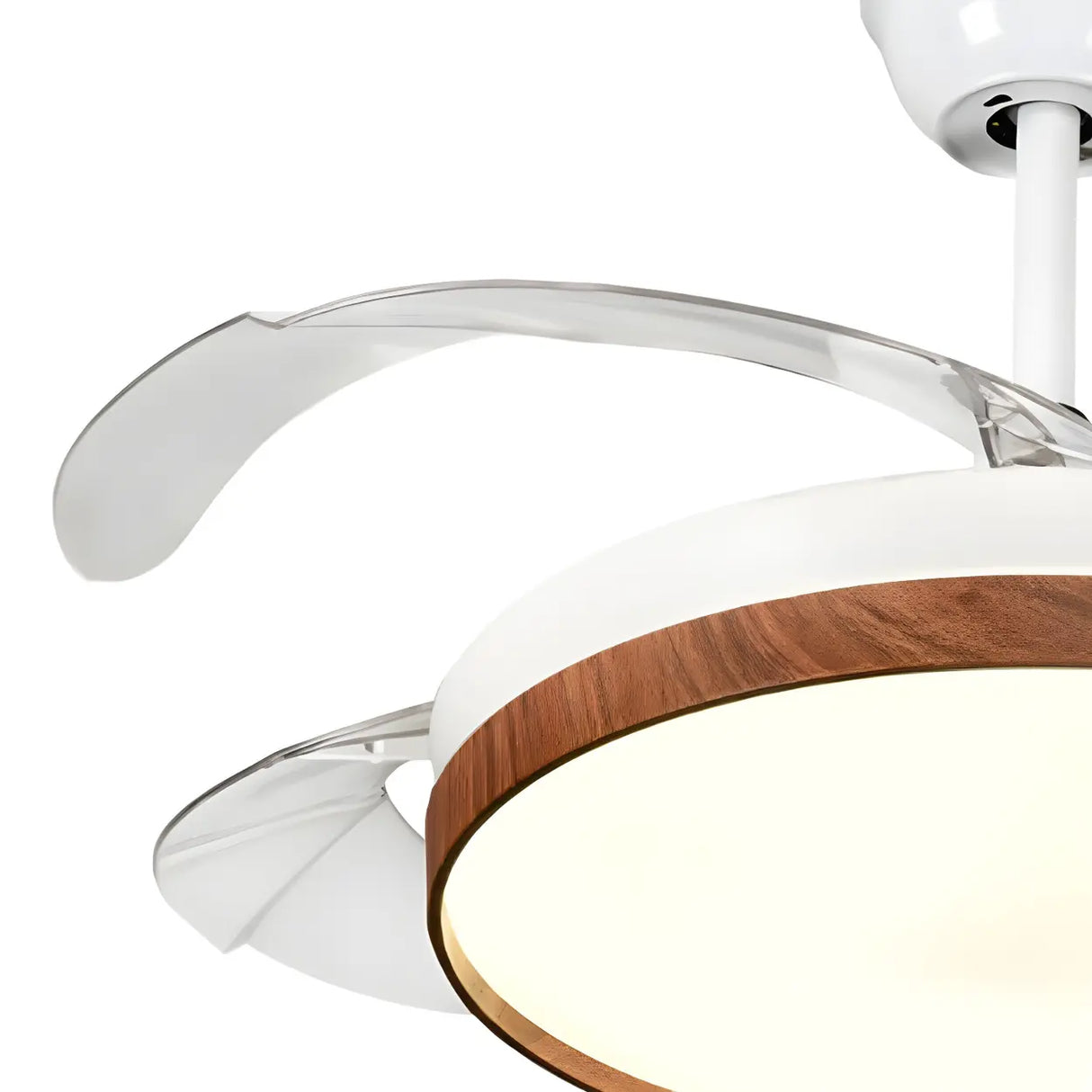 Simple Retractable LED Round Ceiling Fan with Light Image - 5