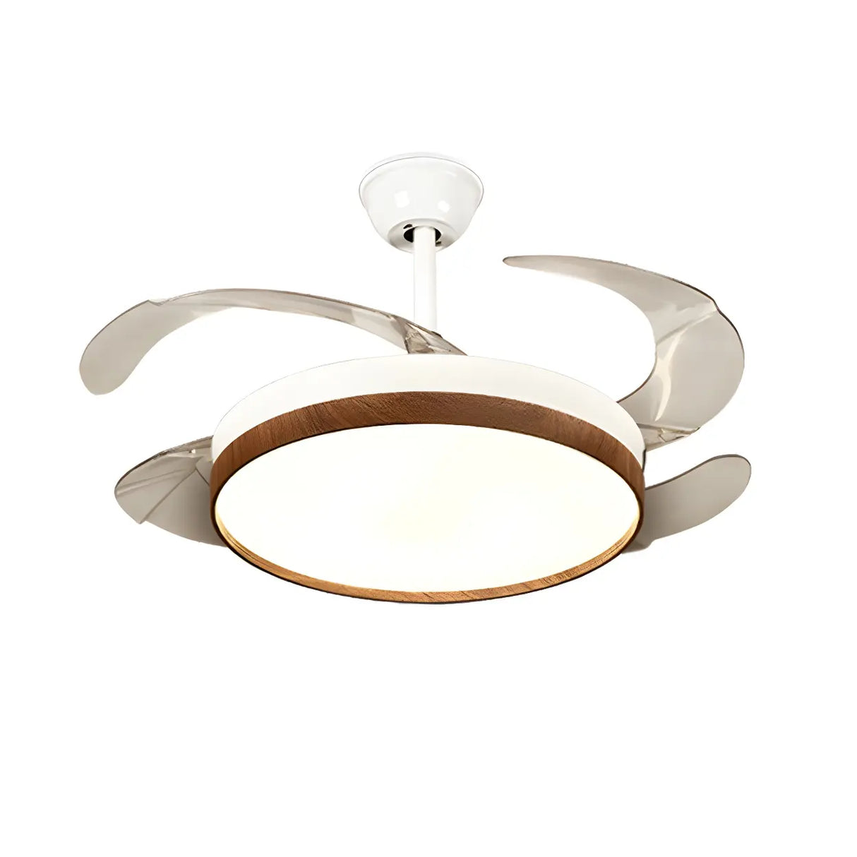 Simple Retractable LED Round Ceiling Fan with Light Image - 6