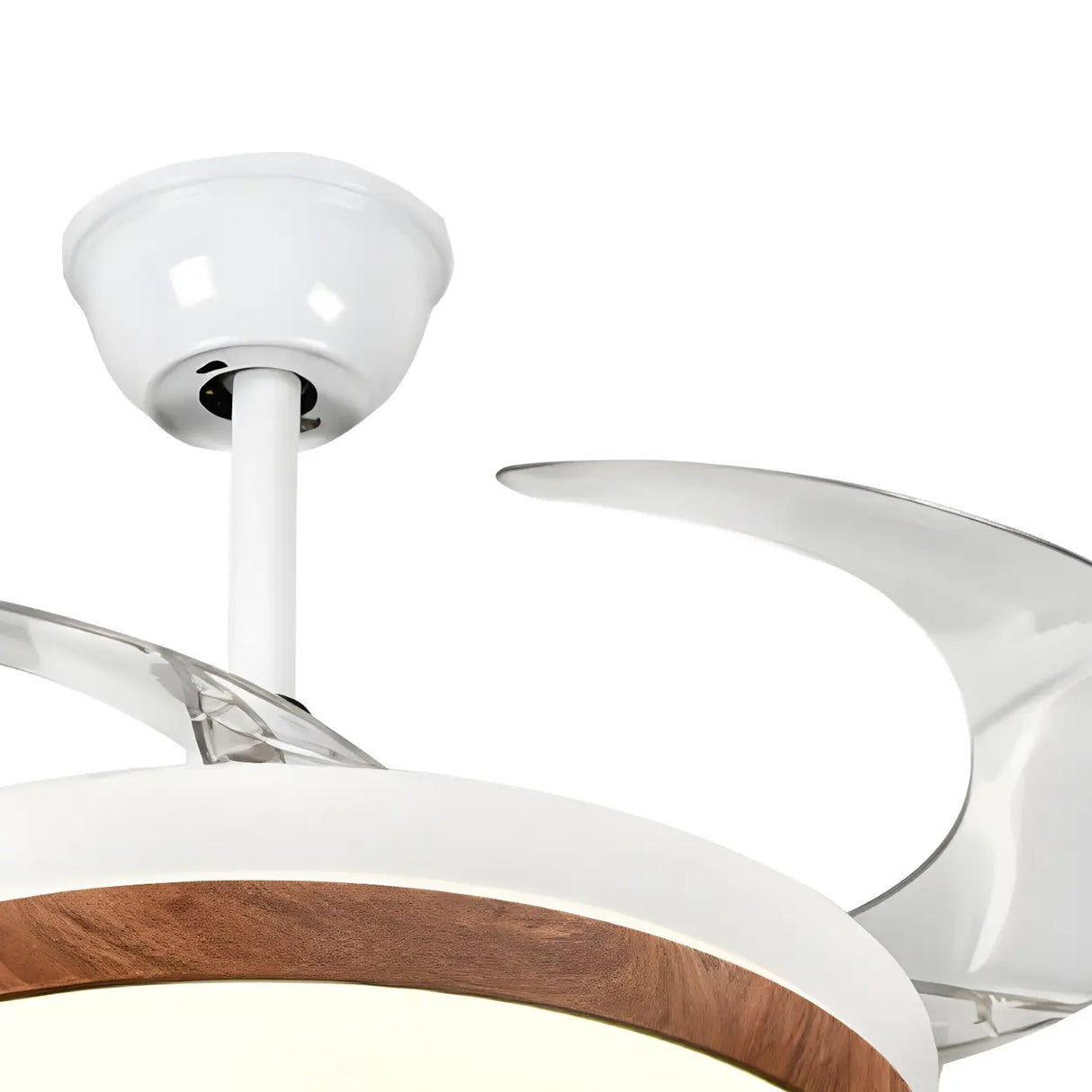 Simple Retractable LED Round Ceiling Fan with Light Image - 7