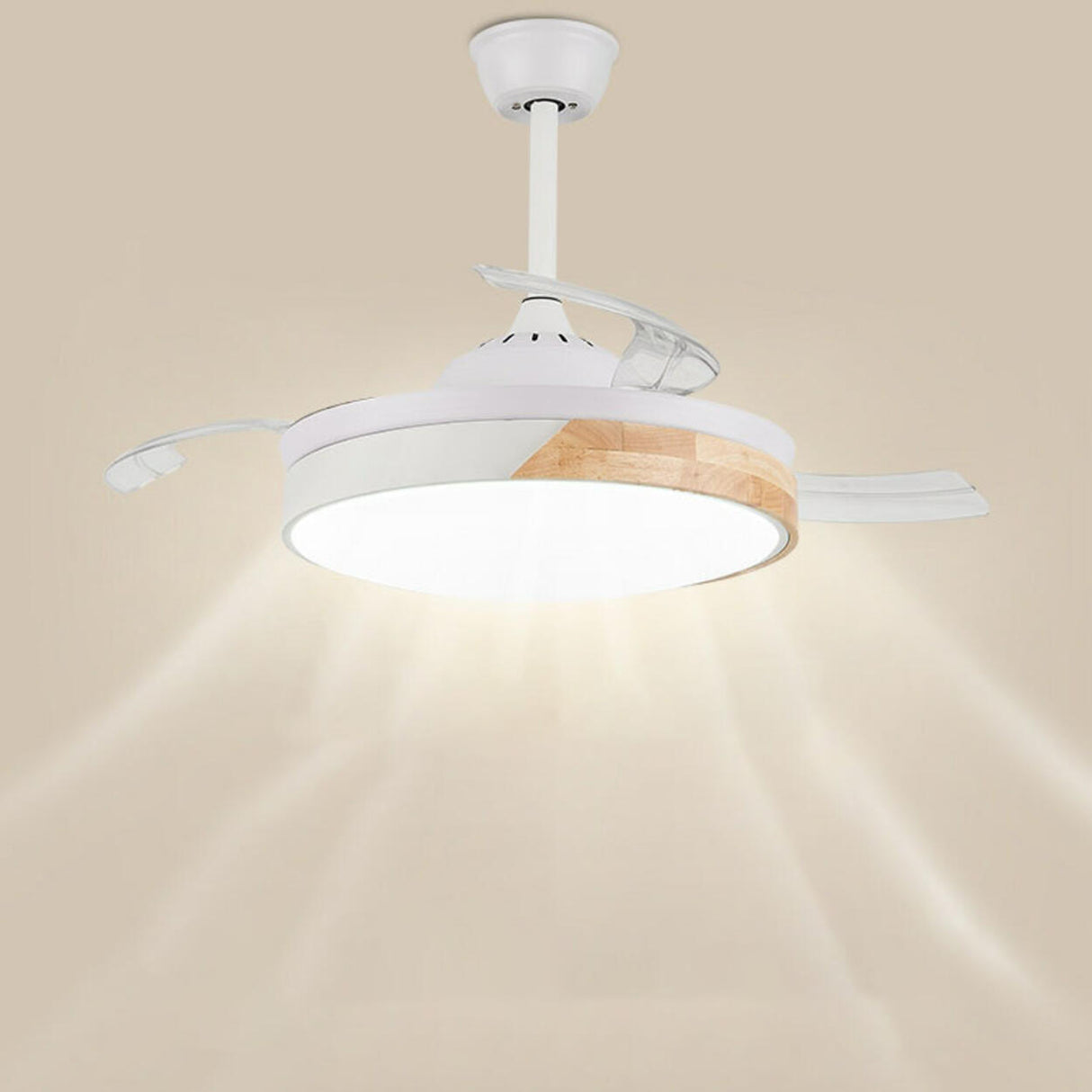 Simple Round 4 Blade Dimming Modern Ceiling Fan Light Image - 10