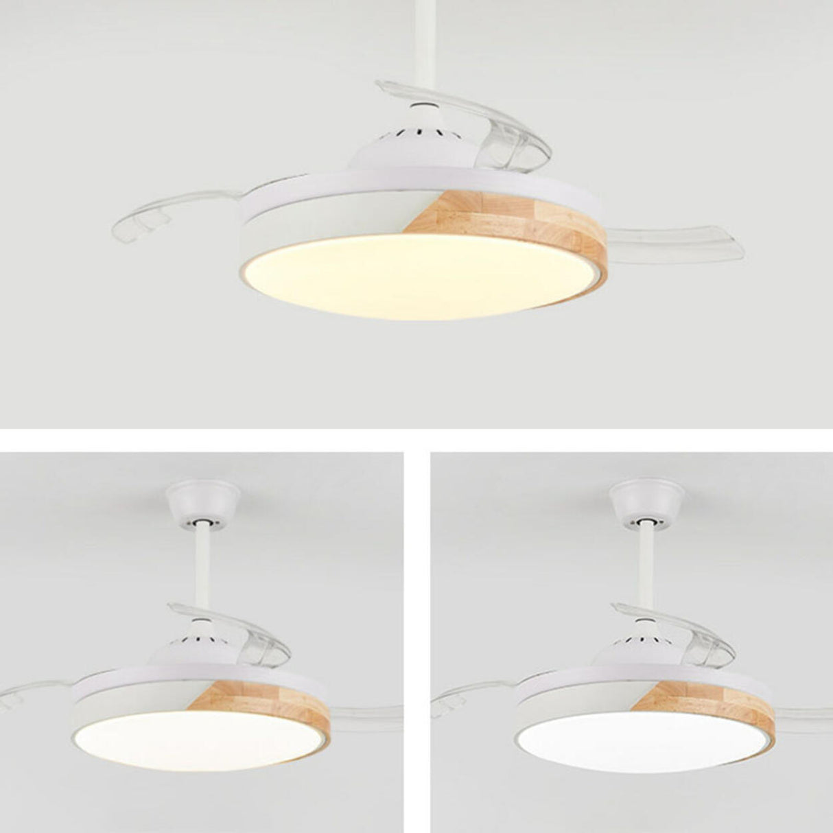 Simple Round 4 Blade Dimming Modern Ceiling Fan Light Image - 11