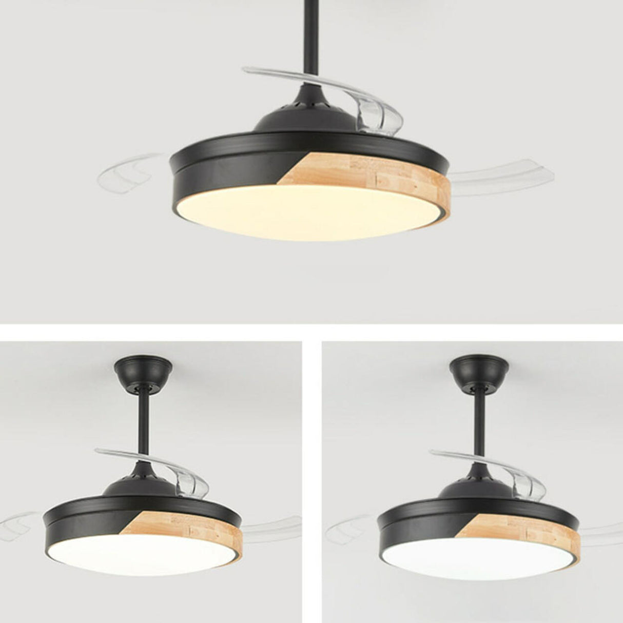 Simple Round 4 Blade Dimming Modern Ceiling Fan Light Image - 12