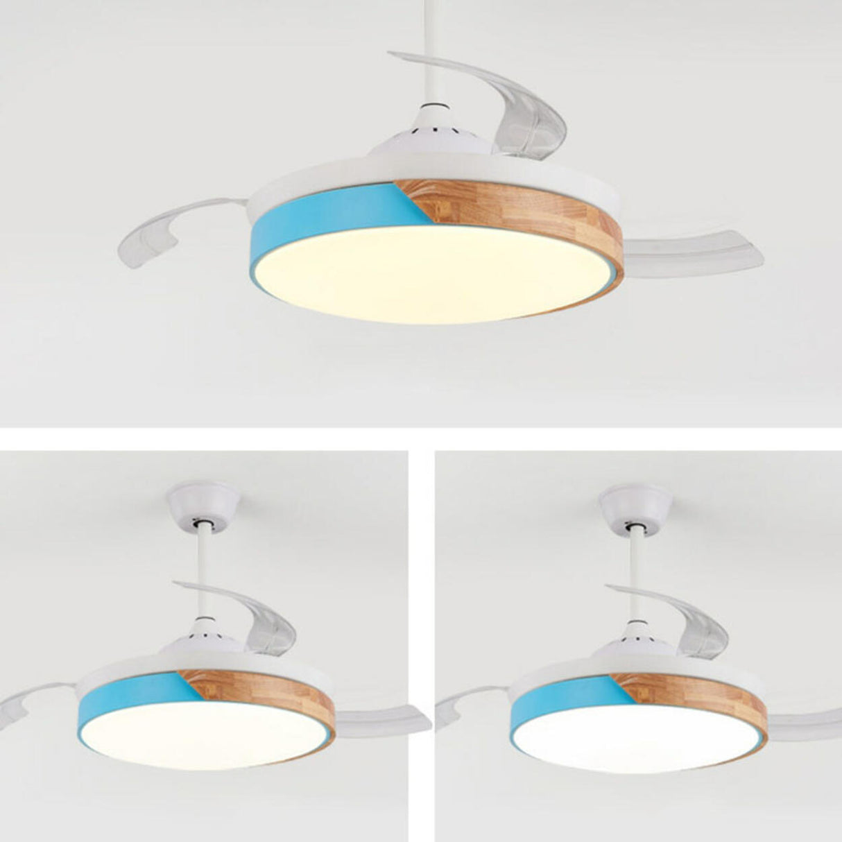 Simple Round 4 Blade Dimming Modern Ceiling Fan Light Image - 13