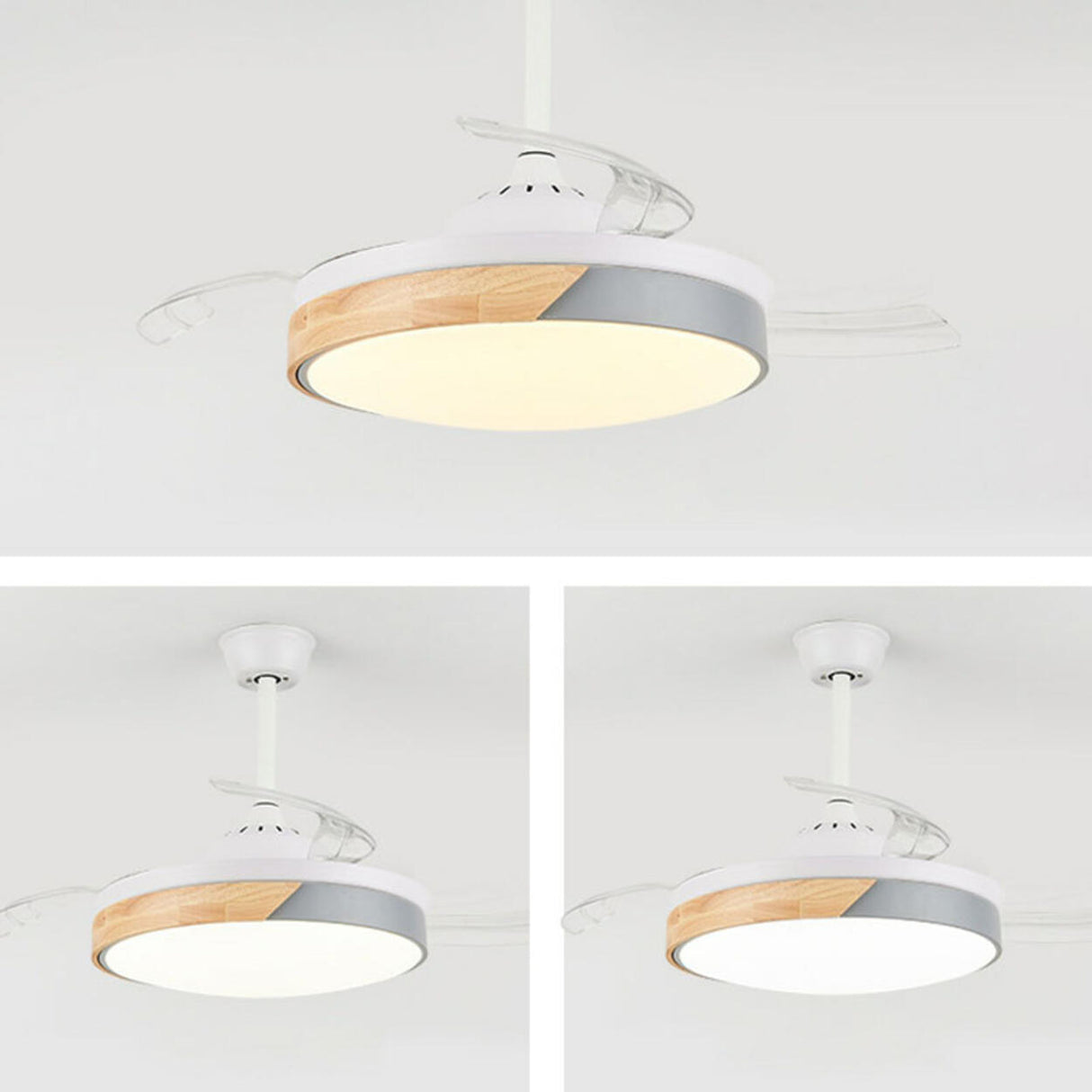 Simple Round 4 Blade Dimming Modern Ceiling Fan Light Image - 14