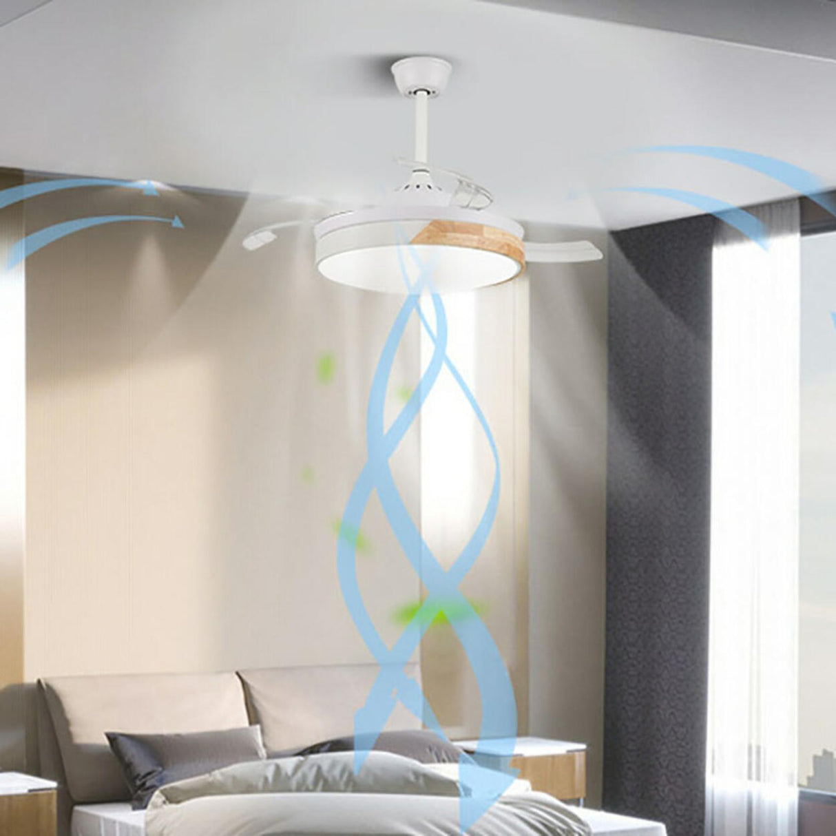 Simple Round 4 Blade Dimming Modern Ceiling Fan Light Image - 20
