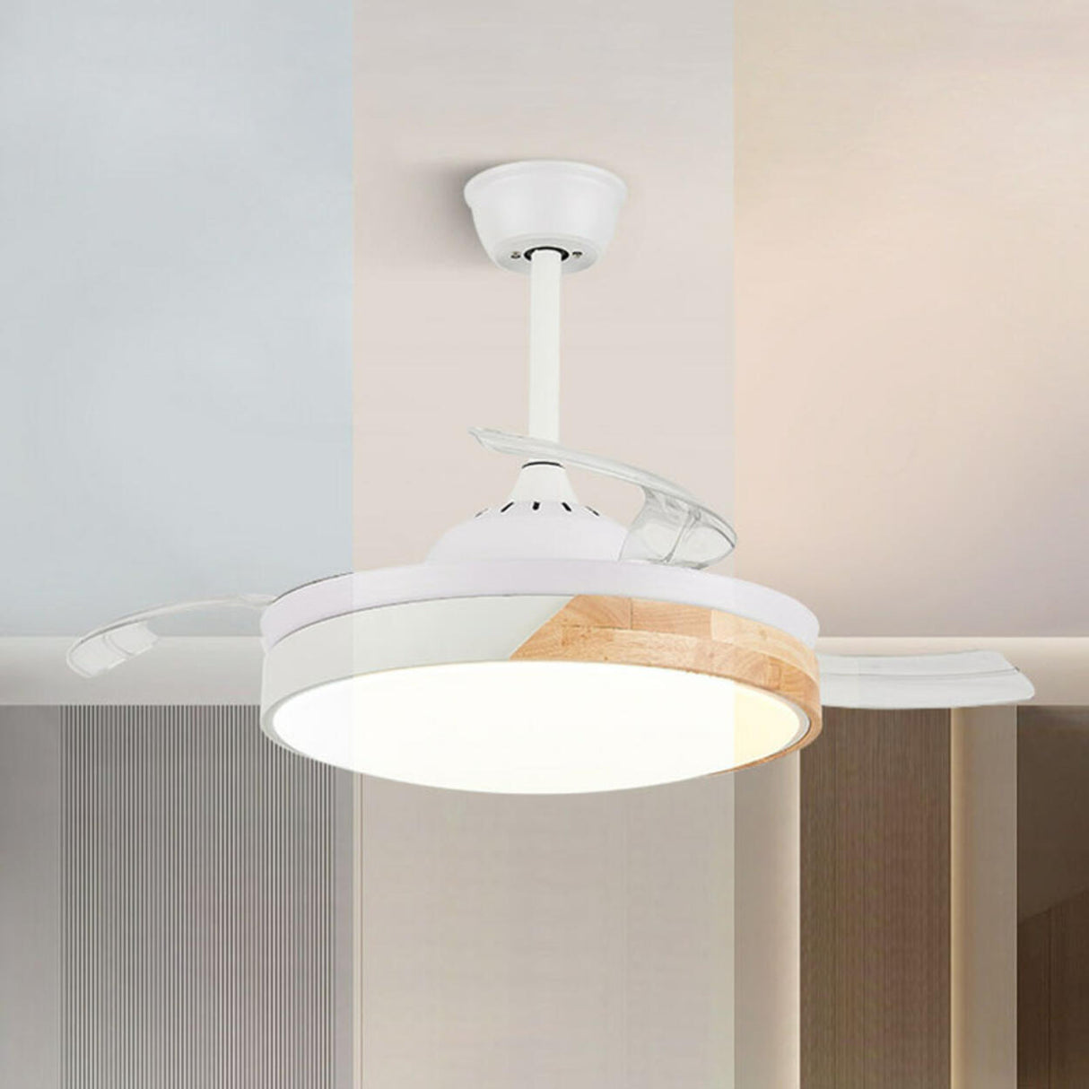 Simple Round 4 Blade Dimming Modern Ceiling Fan Light Image - 21