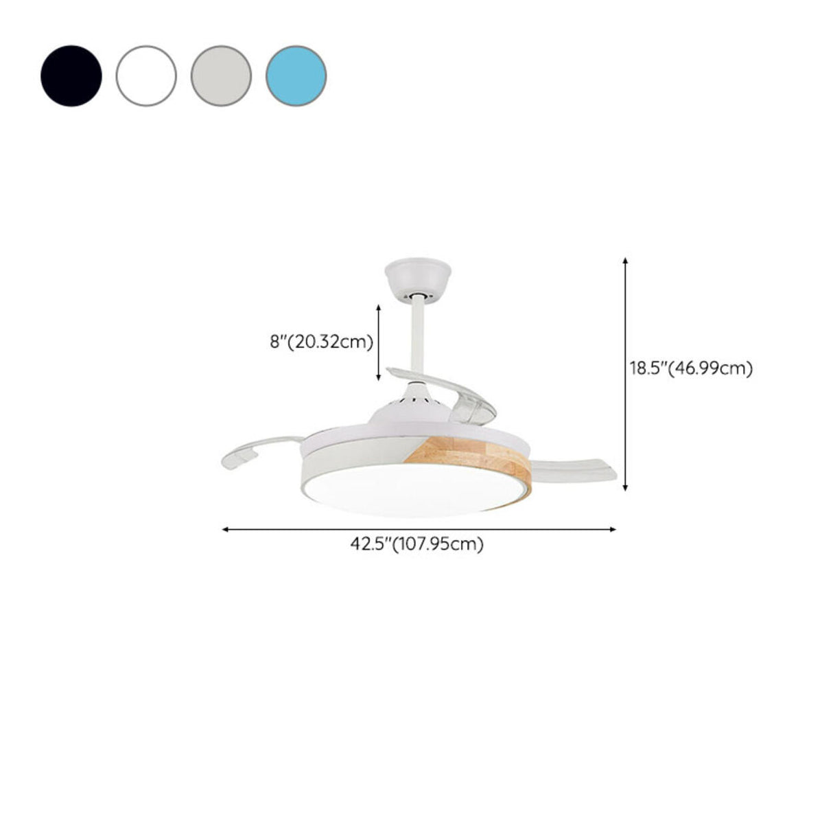 Simple Round 4 Blade Dimming Modern Ceiling Fan Light