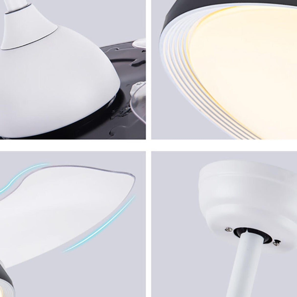 Simple Round Clear 3 Blade Standard Ceiling Fan Light Image - 15