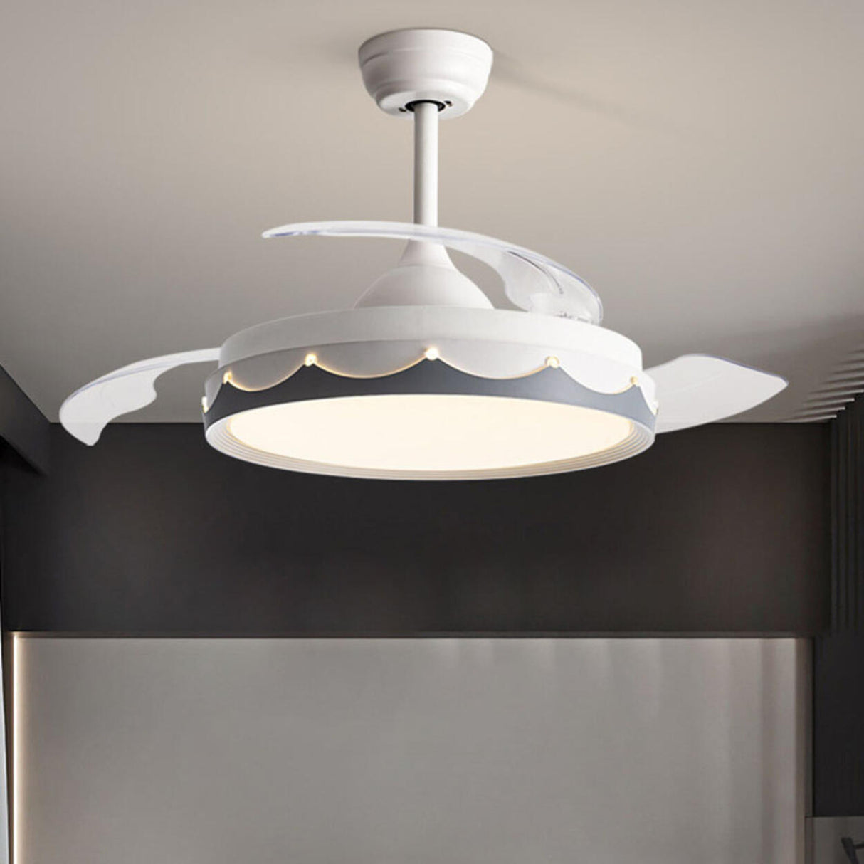 Simple Round Clear 3 Blade Standard Ceiling Fan Light Image - 16