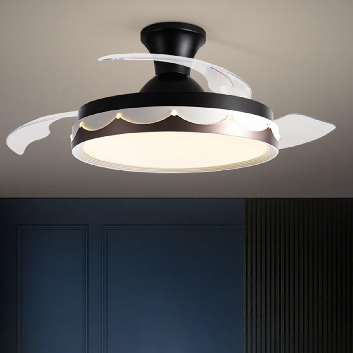 Simple Round Clear 3 Blade Standard Ceiling Fan Light Image - 17