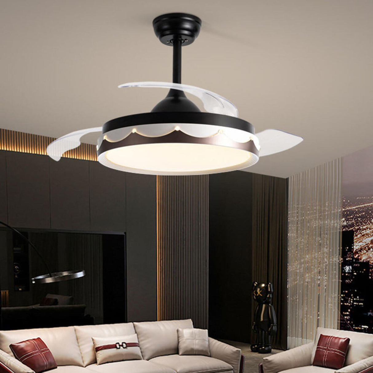 Simple Round Clear 3 Blade Standard Ceiling Fan Light Image - 18