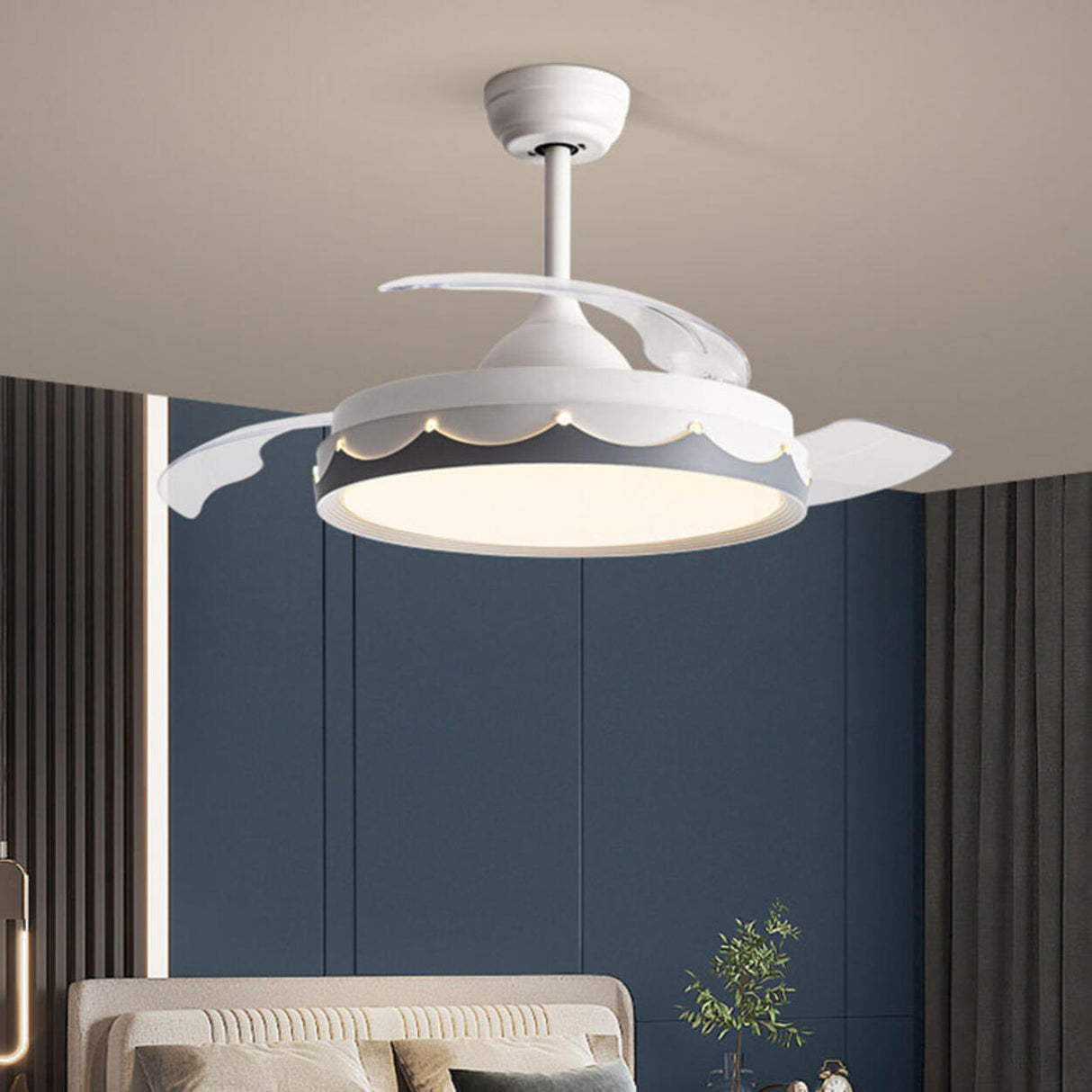 Simple Round Clear 3 Blade Standard Ceiling Fan Light Image - 19