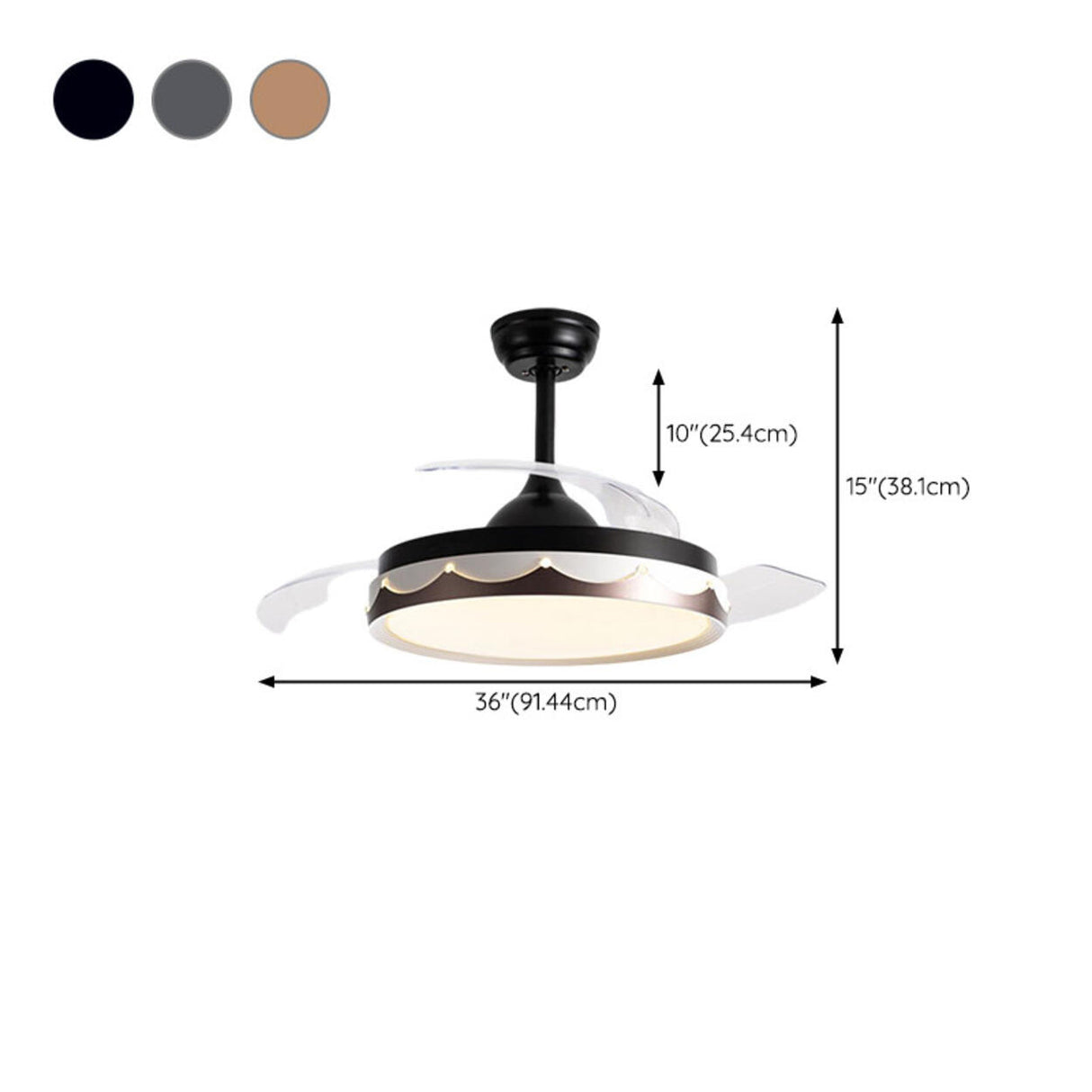 Simple Round Clear 3 Blade Standard Ceiling Fan Light Image - 21
