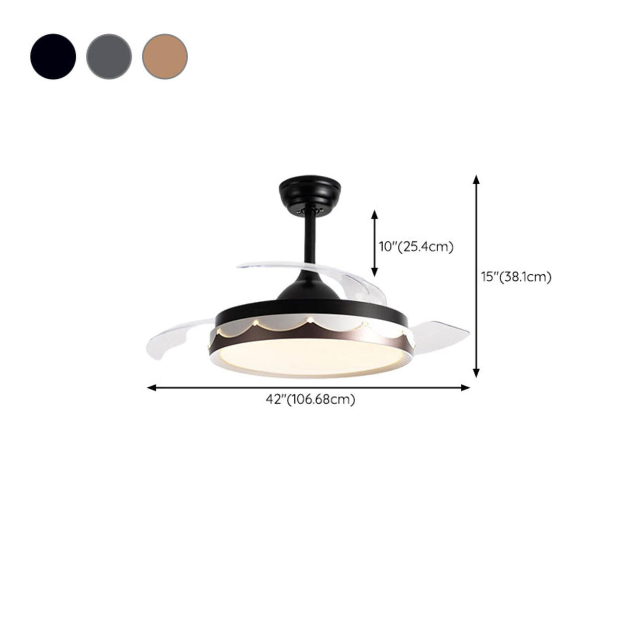 Simple Round Clear 3 Blade Standard Ceiling Fan Light Image - 23