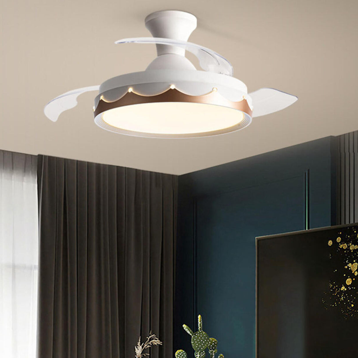 Simple Round Clear 3 Blade Standard Ceiling Fan Light Image - 3