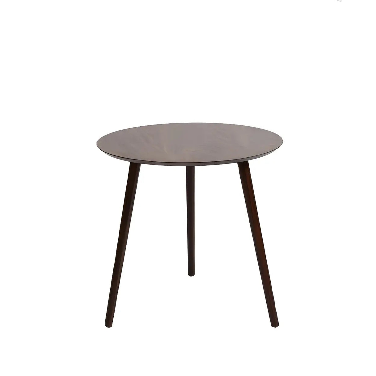 Simple Round Espresso Wood Brown Three Legs End Table Image - 8