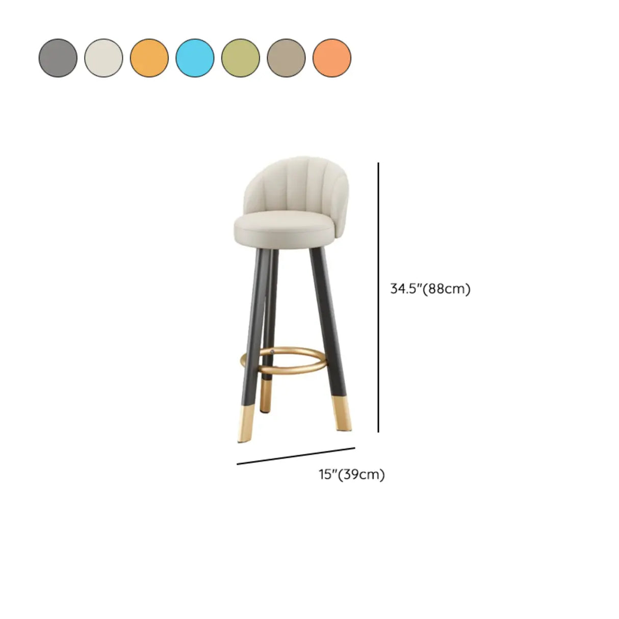 Simple Round Leather Bar Stool with Back and Foot Platform Image - 17