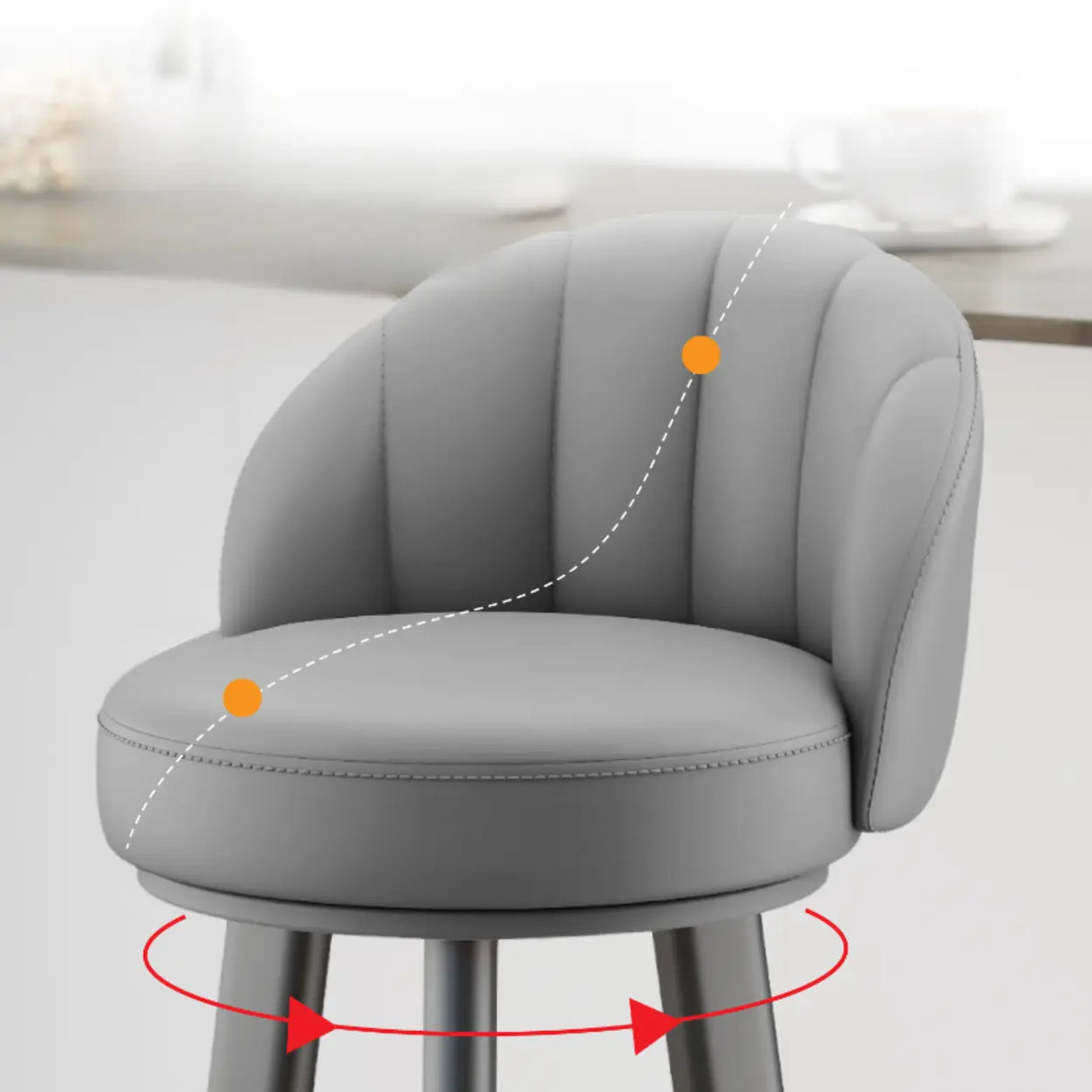 Simple Round Leather Bar Stool with Back and Foot Platform Image - 3