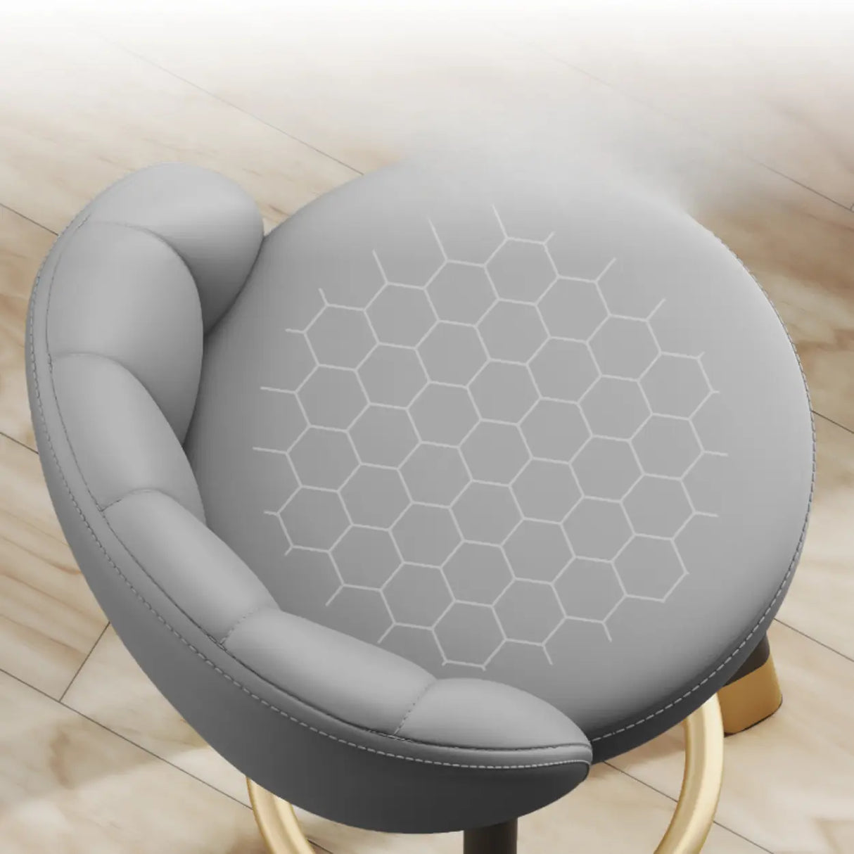 Simple Round Leather Bar Stool with Back and Foot Platform Image - 5