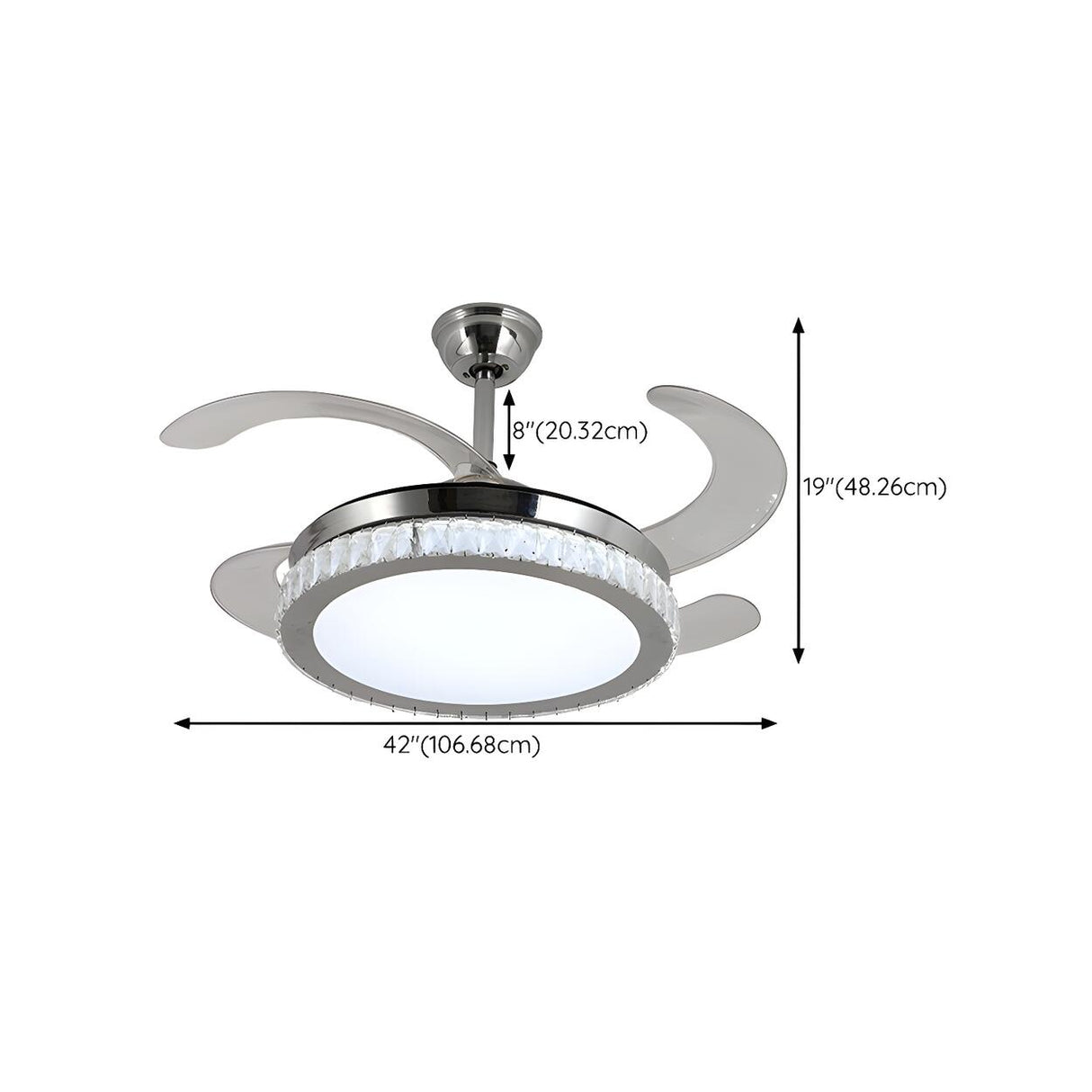 Simple Round LED Chrome Ceiling Fan with LED Light Image - 13