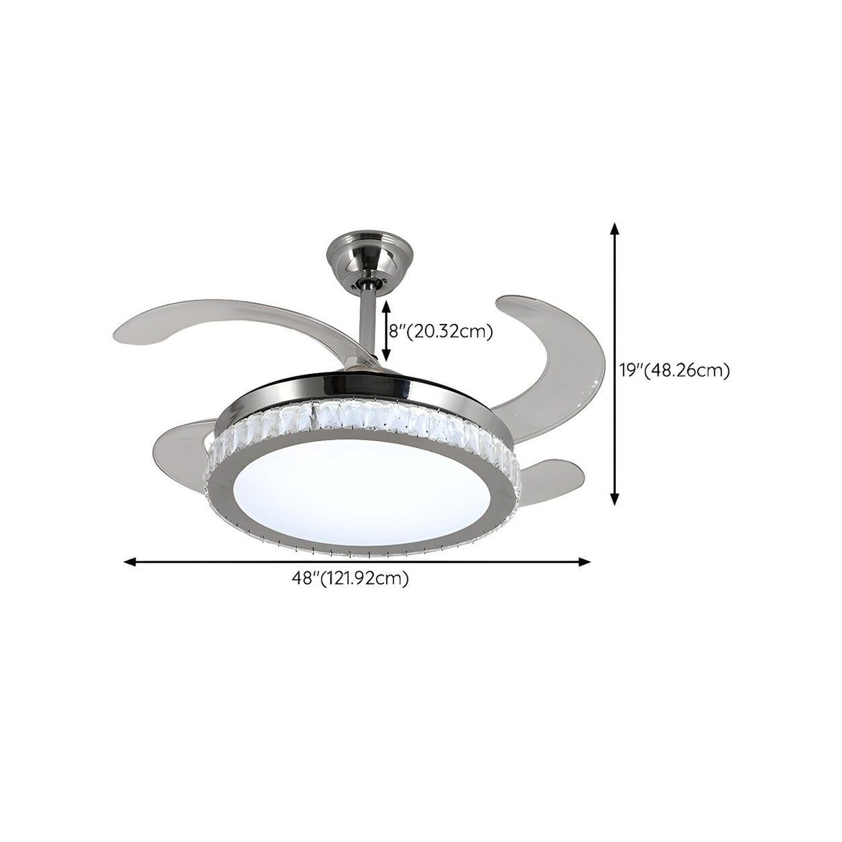 Simple Round LED Chrome Ceiling Fan with LED Light Image - 14