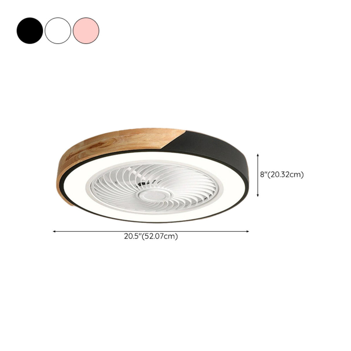 Simple Round Wood Bladeless Ceiling Fan with LED Light