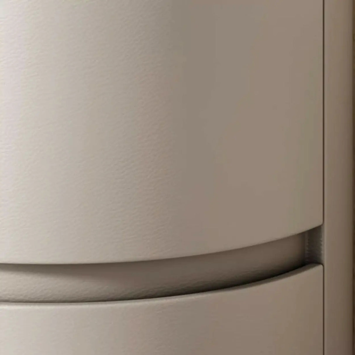 Simple Round Wood Off-White Drawer Storage Nightstand Image - 13