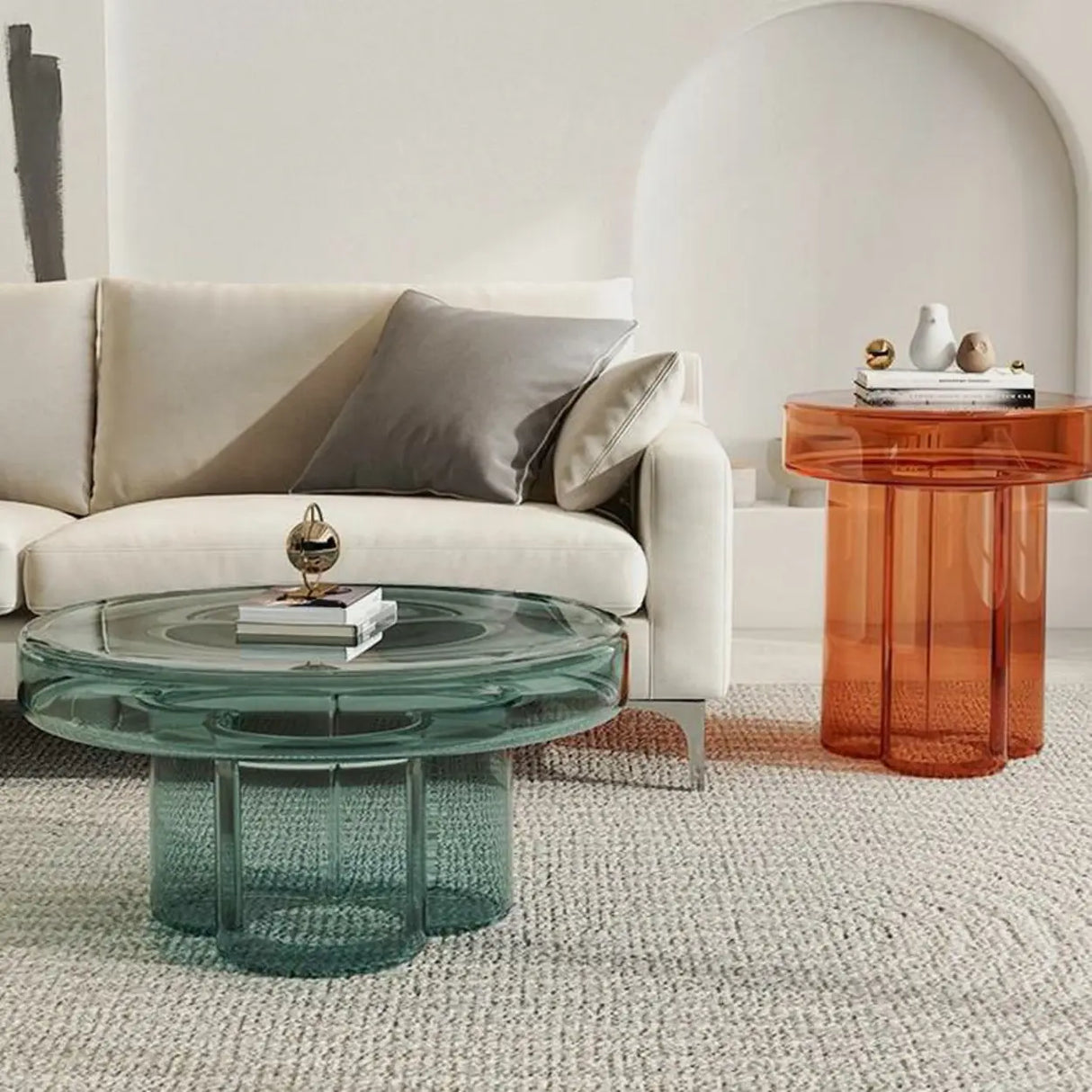 Simple Scratch Resistant Glass Round Coffee Table Image - 1