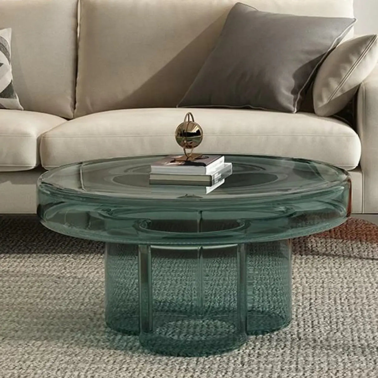 Simple Scratch Resistant Glass Round Coffee Table Image - 9