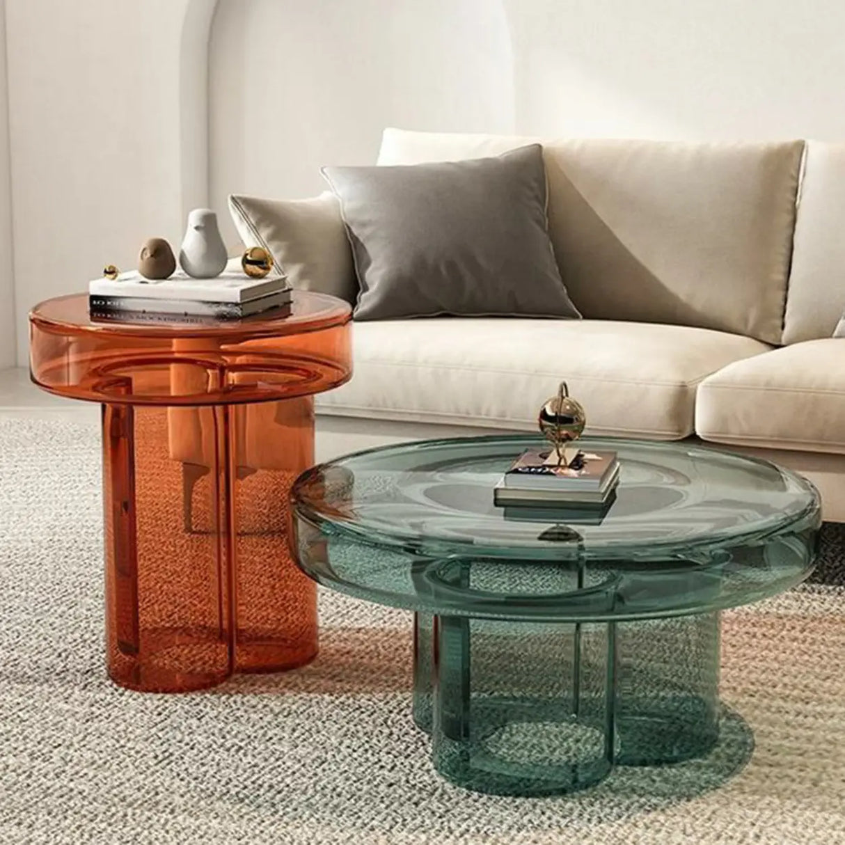 Simple Scratch Resistant Glass Round Coffee Table Image - 3