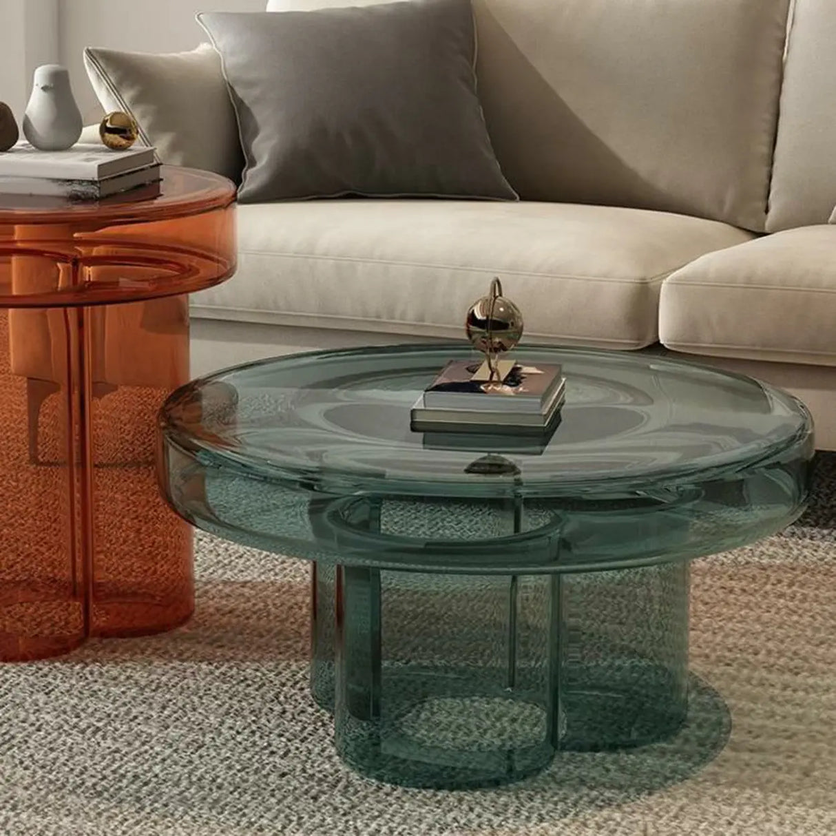 Simple Scratch Resistant Glass Round Coffee Table Image - 12