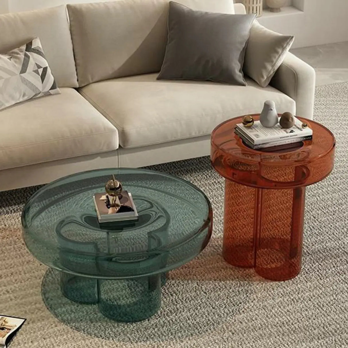Simple Scratch Resistant Glass Round Coffee Table Image - 7