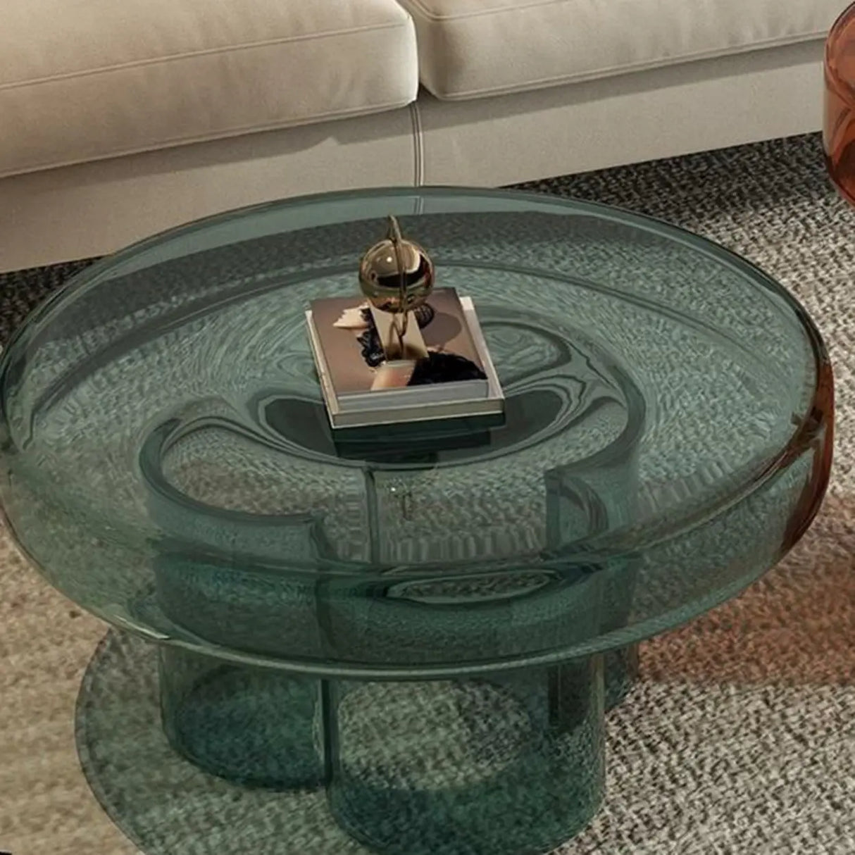 Simple Scratch Resistant Glass Round Coffee Table Image - 16