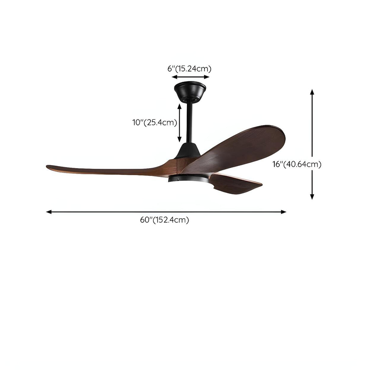 Simple Solid Wood 3 Blade Walnut Ceiling Fan with Light Image - 11