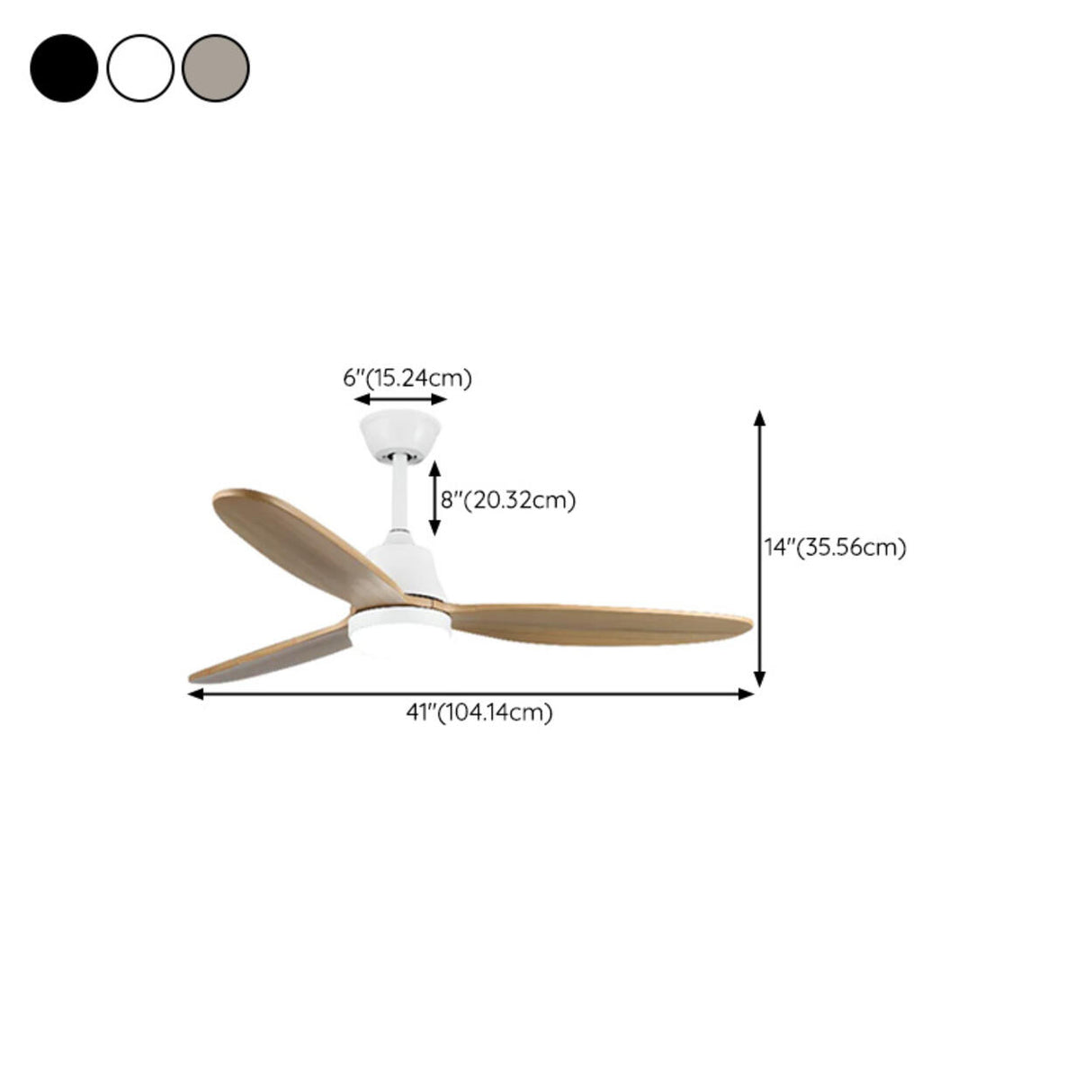 Simple Solid Wood 3 Blades Ceiling Fan with LED Light Image - 11