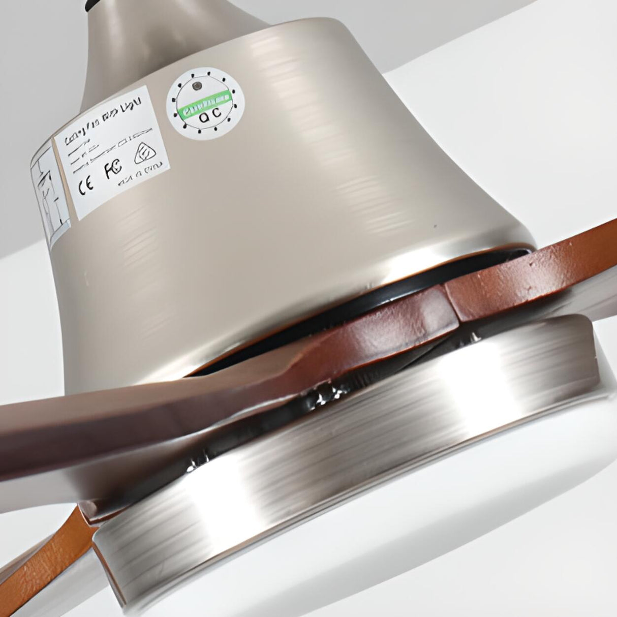 Simple Solid Wood 3 Blades Ceiling Fan with LED Light Image - 8