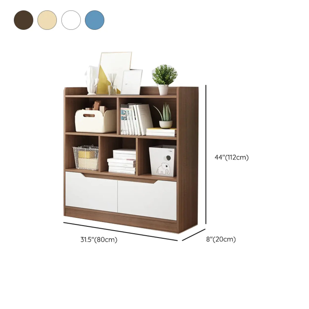 Simple Solid Wood Modern Rectangular Wide Bookcase