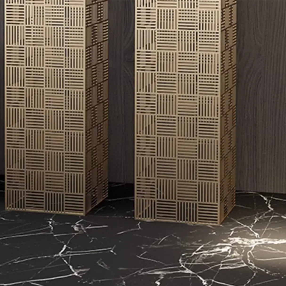 Simple Square Metal Frame Black Display Plant Table Image - 11