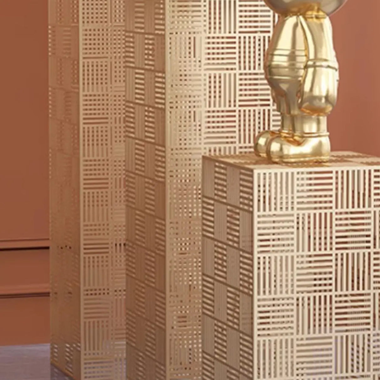 Simple Square Metal Frame Black Display Plant Table Image - 12