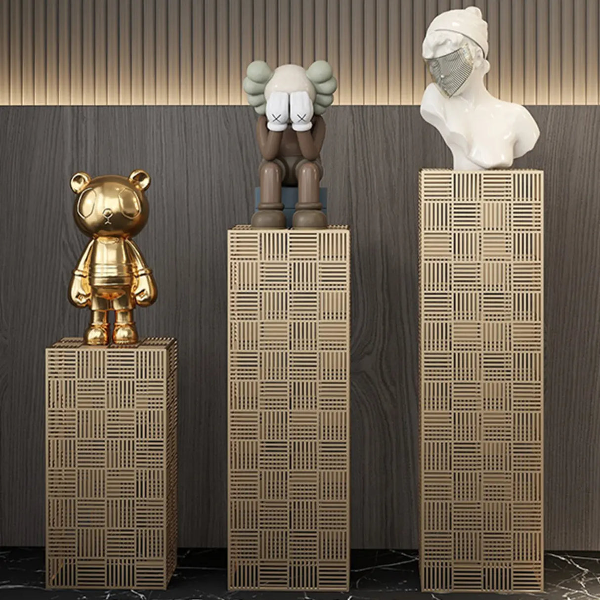 Simple Square Metal Frame Black Display Plant Table Image - 8