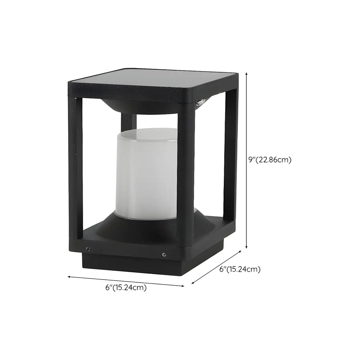 Simple Square Metal Frame Outdoor Table Lamp Black