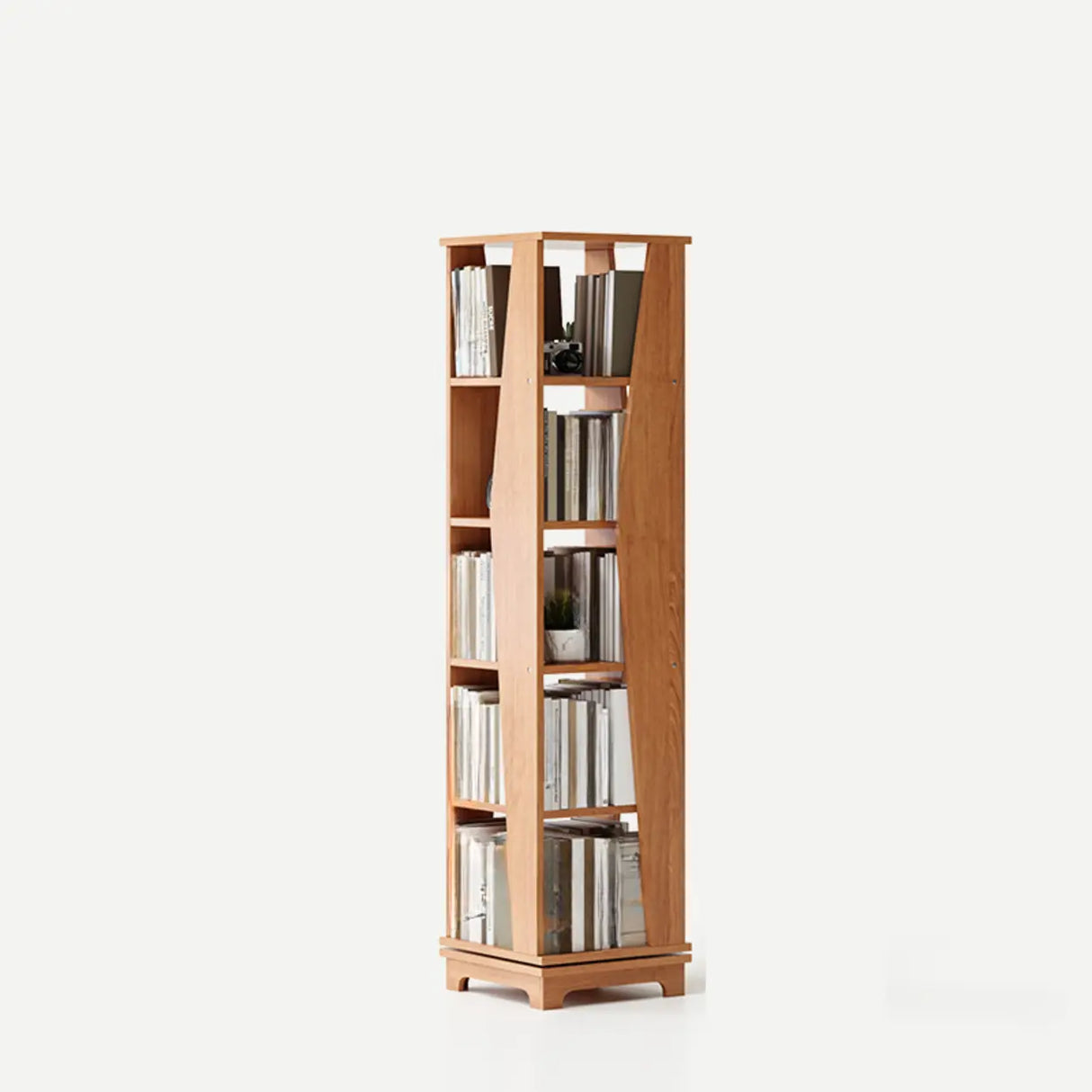 Simple Square Wooden Open Back Tall Storage Bookcase Image - 13